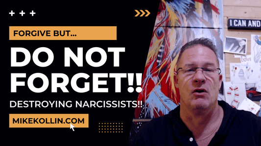 Forgive but Never Forget | Destroying Narcissist Abuse | Handsome Masculine Male wearing Black T Shirt | Huge Image of American Indian Woman wearing Indian Chief Headress
